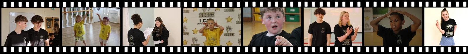 More images of 2BEEZ students shown on a stylised film negative strip